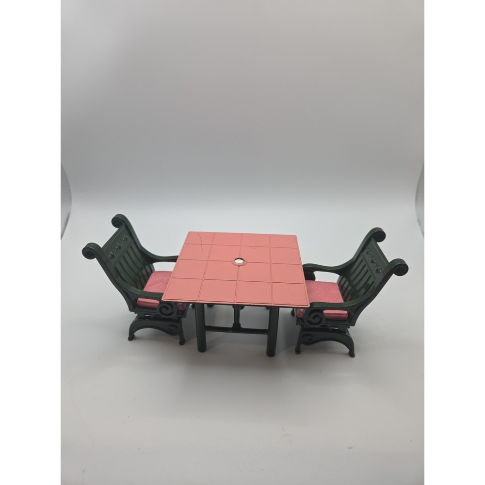 Fisher Price Table Dollhouse Furniture Dining Room‎ Set Chairs *READ*